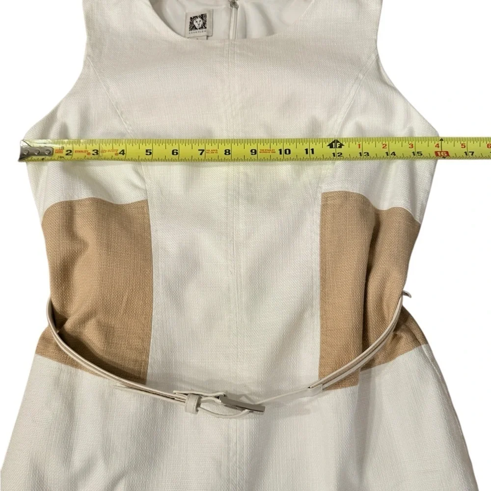 Anne Klein Cream and Tan Sheath Dress w/Belt  Size 2 - Picture 11 of 13